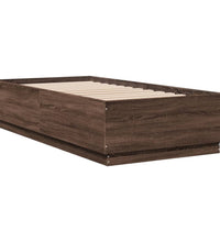 Bettgestell mit LED Braun Eichen-Optik 75x190 cm Holzwerkstoff