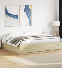 Bettgestell Sonoma-Eiche 200x200 cm Holzwerkstoff