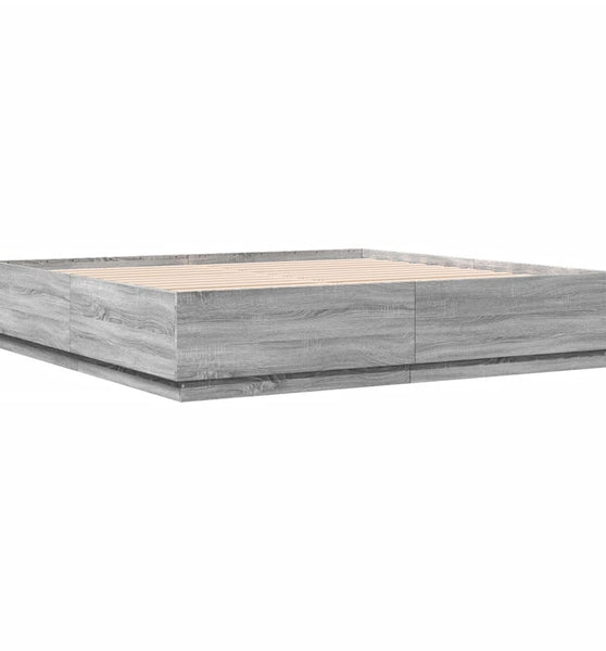 Bettgestell Grau Sonoma 200x200 cm Holzwerkstoff