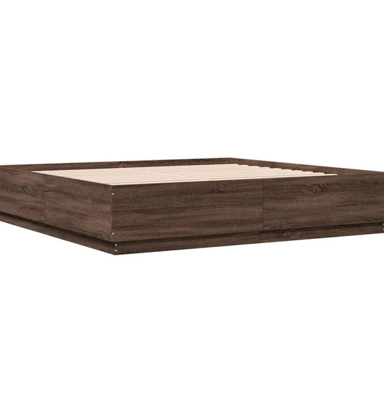 Bettgestell Braun Eichen-Optik 200x200 cm Holzwerkstoff
