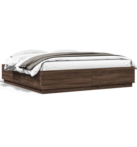 Bettgestell Braun Eichen-Optik 200x200 cm Holzwerkstoff