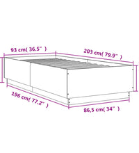 Bettgestell Räuchereiche 90x200 cm Holzwerkstoff