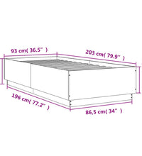 Bettgestell Grau Sonoma 90x200 cm Holzwerkstoff