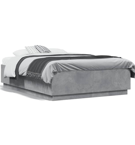 Bettgestell Betongrau 135x190 cm Holzwerkstoff