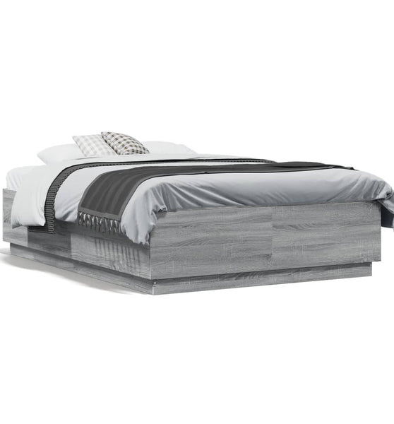 Bettgestell Grau Sonoma 135x190 cm Holzwerkstoff