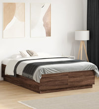 Bettgestell Braun Eichen-Optik 135x190 cm Holzwerkstoff