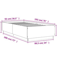 Bettgestell Grau Sonoma 90x190 cm Holzwerkstoff