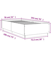 Bettgestell Schwarz 75x190 cm Holzwerkstoff