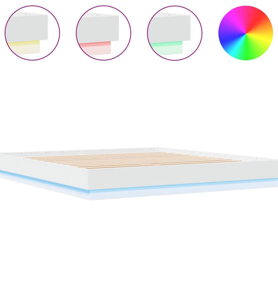 Bettgestell mit LED Weiß 200x200 cm