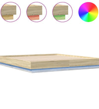 Bettgestell mit LED Sonoma-Eiche 200x200 cm