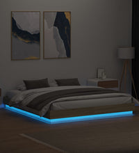 Bettgestell mit LED Sonoma-Eiche 200x200 cm