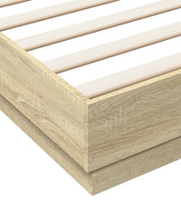 Bettgestell mit LED Sonoma-Eiche 200x200 cm