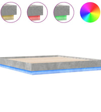 Bettgestell mit LED Betongrau 200x200 cm