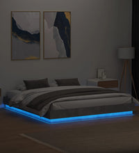 Bettgestell mit LED Betongrau 200x200 cm