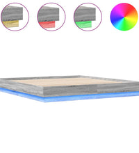 Bettgestell mit LED Grau Sonoma 200x200 cm