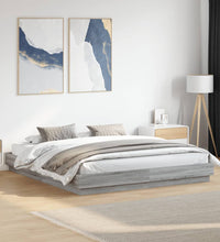 Bettgestell mit LED Grau Sonoma 200x200 cm