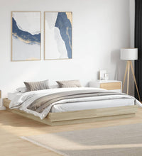 Bettgestell mit LED Sonoma-Eiche 180x200 cm