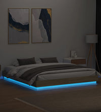 Bettgestell mit LED Sonoma-Eiche 180x200 cm