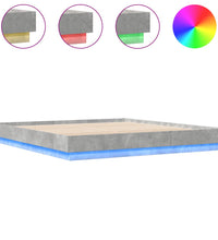 Bettgestell mit LED Betongrau 180x200 cm