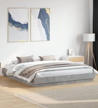 Bettgestell mit LED Betongrau 180x200 cm
