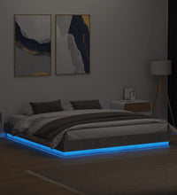 Bettgestell mit LED Betongrau 180x200 cm