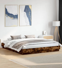 Bettgestell mit LED Räuchereiche 180x200 cm