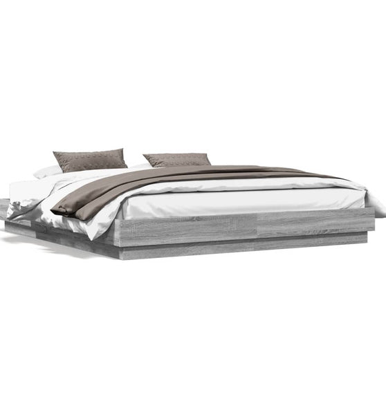 Bettgestell mit LED Grau Sonoma 180x200 cm