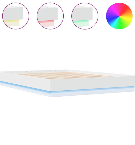 Bettgestell mit LED Weiß 160x200 cm