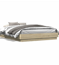 Bettgestell mit LED Sonoma-Eiche 160x200 cm