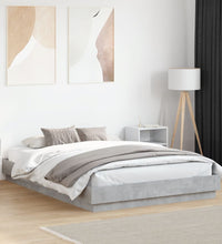 Bettgestell mit LED Betongrau 160x200 cm
