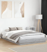 Bettgestell mit LED Grau Sonoma-Eiche 160x200 cm