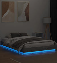 Bettgestell mit LED Grau Sonoma-Eiche 160x200 cm