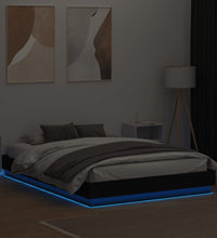 Bettgestell mit LED ohne Matratze Schwarz 150x200 cm