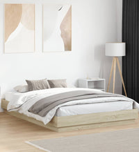 Bettgestell mit LED Sonoma-Eiche 150x200 cm