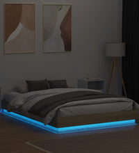 Bettgestell mit LED Sonoma-Eiche 150x200 cm