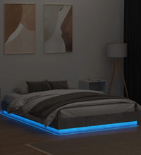 Bettgestell mit LED Betongrau 150x200 cm