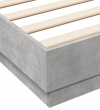 Bettgestell mit LED Betongrau 150x200 cm