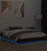 Bettgestell mit LED Räuchereiche 150x200 cm