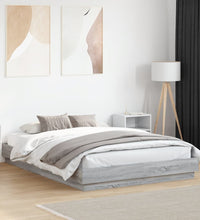 Bettgestell mit LED Grau Sonoma-Eiche 150x200 cm