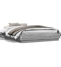 Bettgestell mit LED Grau Sonoma-Eiche 150x200 cm
