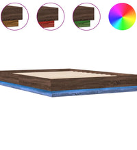 Bettgestell mit LED Braun Eiche-Optik 150x200 cm