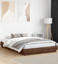 Bettgestell mit LED Braun Eiche-Optik 150x200 cm