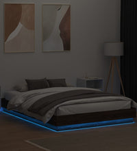 Bettgestell mit LED Braun Eiche-Optik 150x200 cm