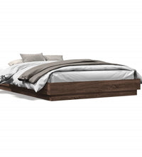 Bettgestell mit LED Braun Eiche-Optik 150x200 cm