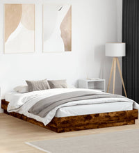 Bettgestell mit LED Räuchereiche 140x200 cm