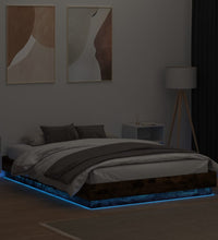 Bettgestell mit LED Räuchereiche 120x200 cm