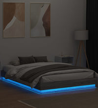 Bettgestell mit LED Grau Sonoma-Eiche 120x200 cm