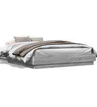 Bettgestell mit LED Grau Sonoma-Eiche 120x200 cm