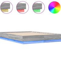 Bettgestell mit LED Grau Sonoma-Eiche 140x190 cm