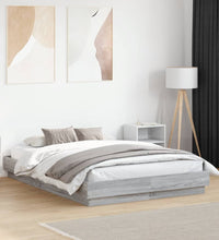 Bettgestell mit LED Grau Sonoma-Eiche 140x190 cm